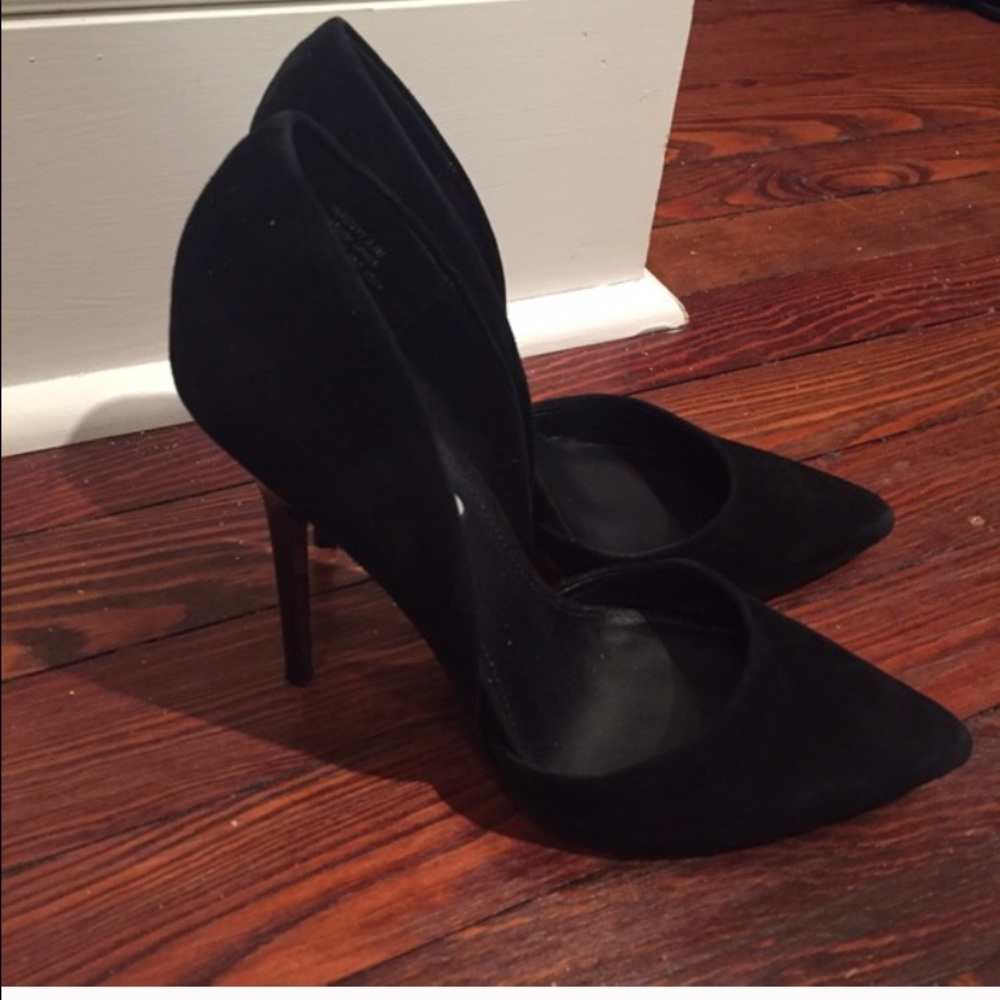 Steve Madden Black Suede Pointed-Toe Stiletto Heels